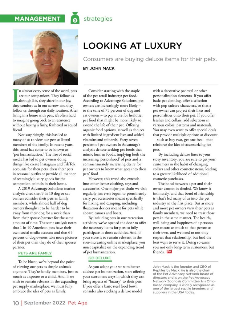 PetAge-September2022-Article, Looking at Luxury